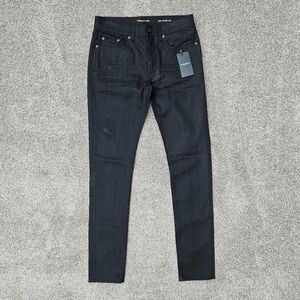 YSL Saint Laurent Paris Black Skinny Denim Jeans Stretch Logo DO3 Womens Size 30